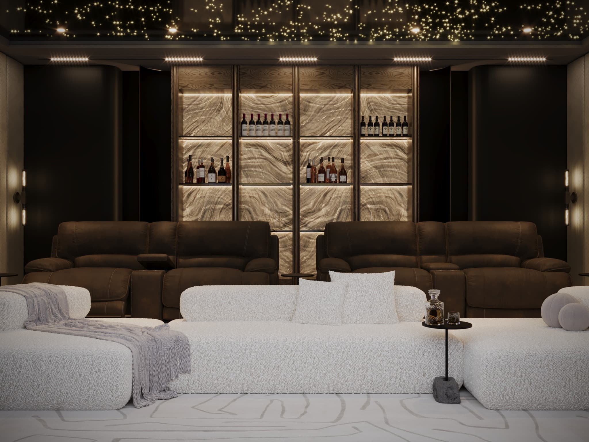 Reverse view with the illuminated display behind the recliners